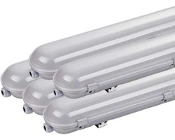 Waterdichte LED Batten IP65 150CM 55W 120 ° met Detector (5 stuks) - Wit licht Neutre 4000K - 5500K - Kunststof - Wit - Wit Neutre 4000K - 5500K - SILUMEN