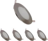 LED-paneel downlight 6W slank rond ALU (pak van 5) - Wit licht