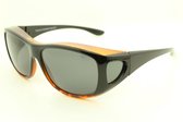 Overzetzonnebril met bruin montuur en bruin glas. P-72019. Gepolariseerd. XL.