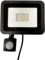 30W LED Projector Twilight Bewegingsmelder Extra Plat IP65 ZWART - Wit licht