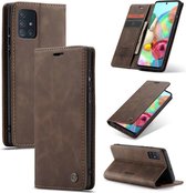 Retro Wallet Slim Case - Telefoonhoesje - Portemonnee Hoesje voor Samsung Galaxy A71 - Bruin