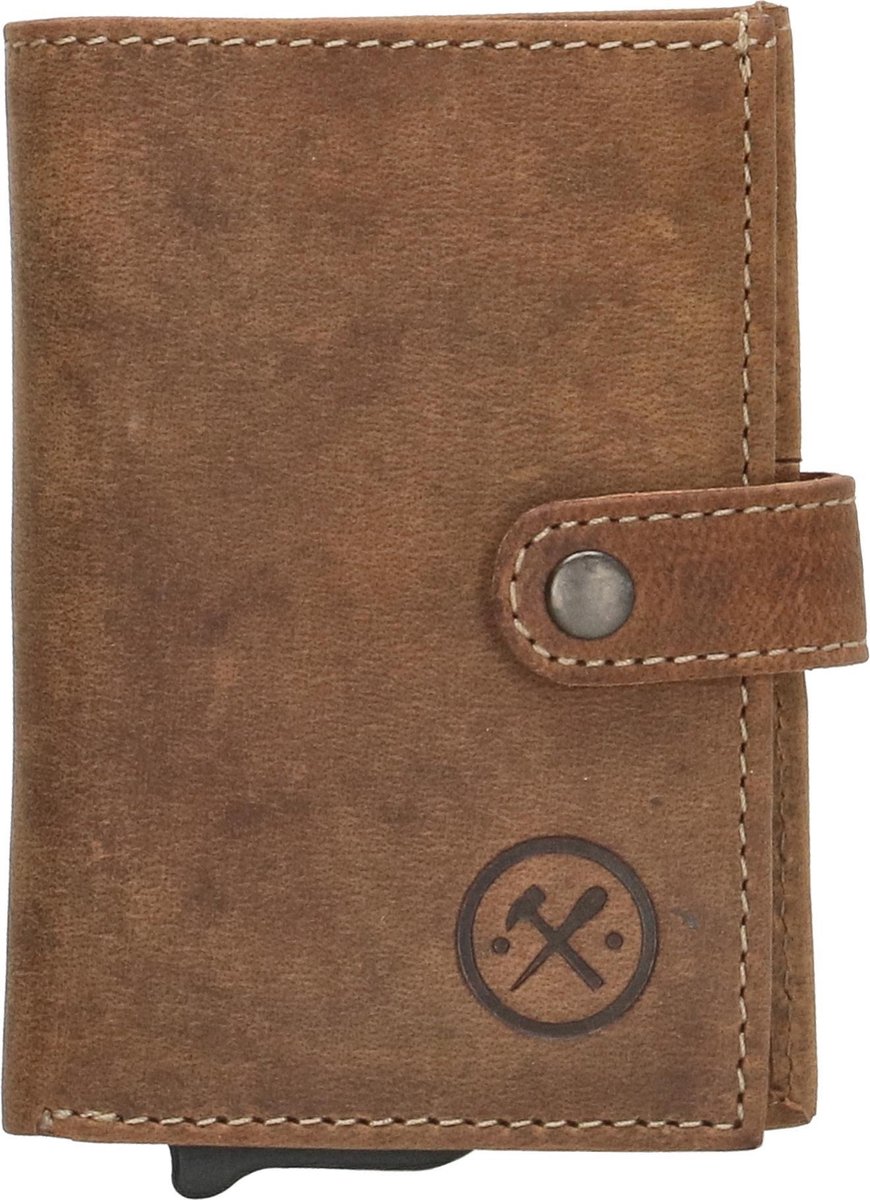 Hide & Stitches Idaho Safety Wallet - 100% Leder - Pasjeshouder - Bruin