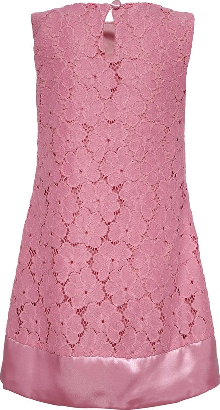 La V A lijn kanten jurk met strik aan de hals Roze - 140 | bol.com