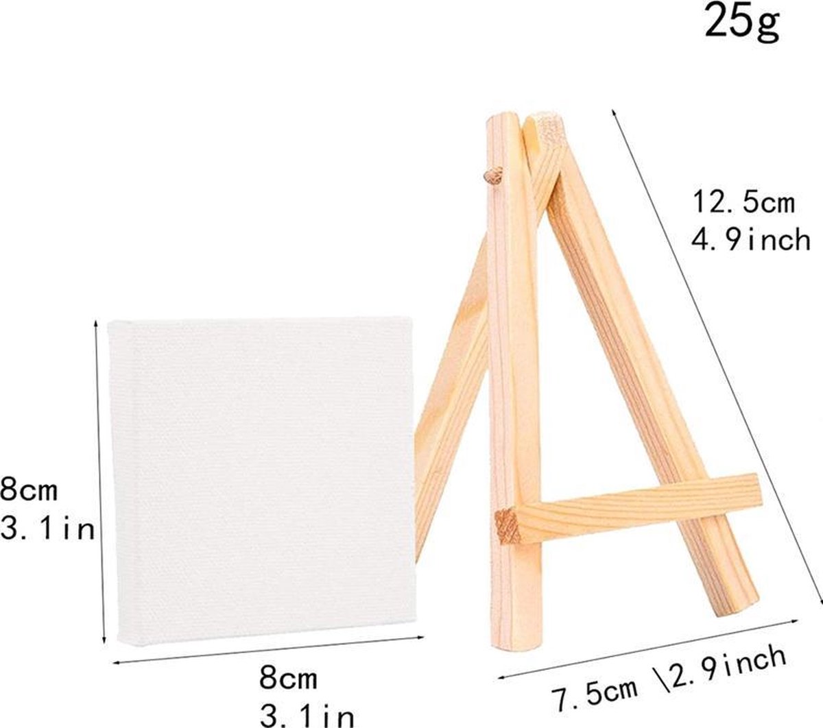 10 stuks mini-canvas met ezel: 10 x 10 cm tafelschildersezel hout, kleine doeken met 6 platte kop gouachepeilanden, kleine schildersezelset voor schilderkunstwerk, bruiloft