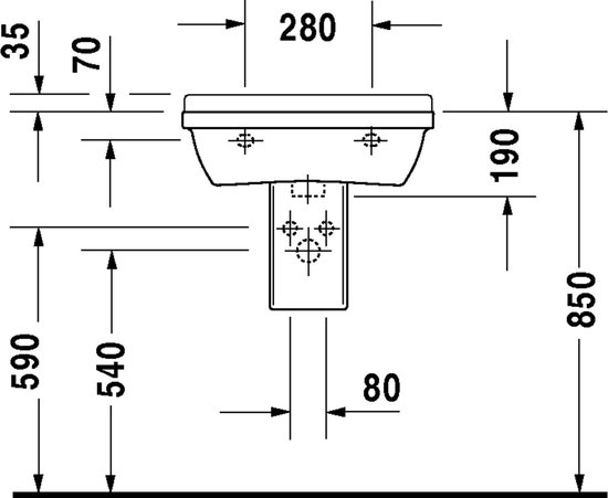 Lavabo 550x430 mm, avec un trou pour robinet, blanc