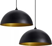 2x hanglampen - set van 2 - lamp - zwart / goud - rond - industrieel - tafellampen - woonkamer - kantoor - slaapkamer - hanglamp - plafondlamp