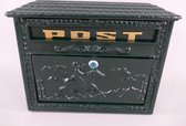 Brievenbus - retro wandbrievenbus - post - rustiek - groen - 29 cm hoog