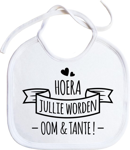 Slabbetjes - slabber - slab - baby - Hoera jullie worden oom & tante - zwangerschap aankondiging - koordjes - stuks 1 - wit