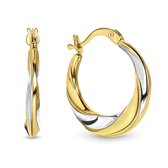 Juwelier Emo - 14 Karaat Gouden Bicolor Twister oorbellen Dames – Diameter 17 mm