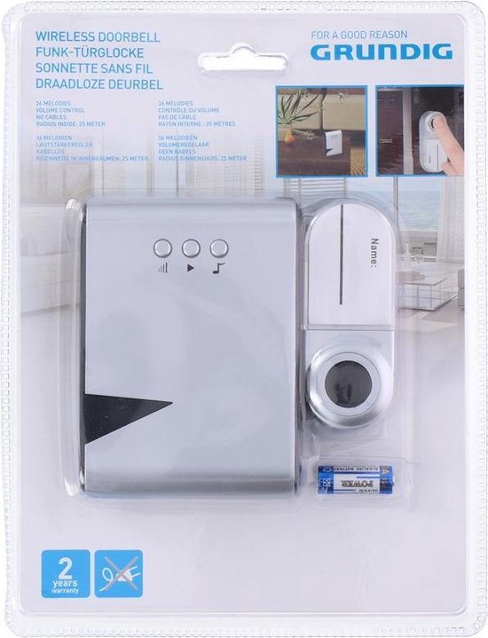 Grundig Deurbel - Draadloos - met 36 Melodieën - Batterijen Inbegrepen — afbeelding 3
