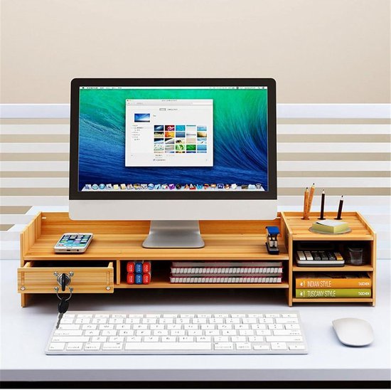 Meuble de bureau avec support d'ordinateur de rangement | bol