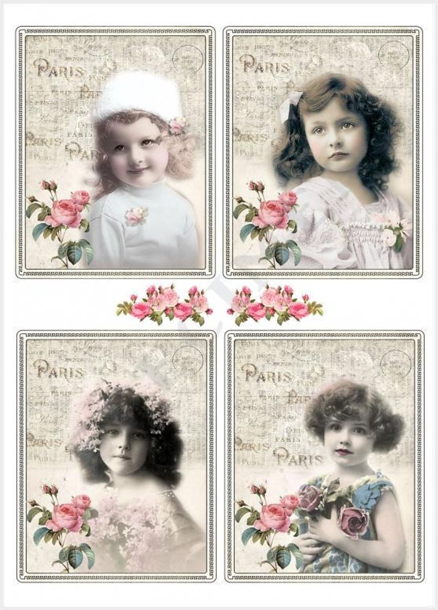 Knipvellen A4 - vintage meisjes rozen 10 stuks | workshop kaarten maken Hobby knutselen