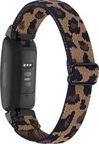 YONO Bandje geschikt voor Fitbit Inspire 2 - Nylon Stretch - Leopard