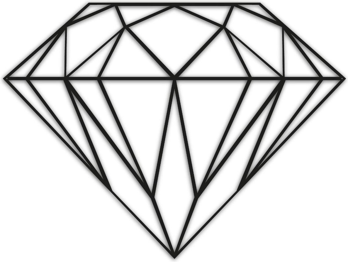Metalen wanddecoratie Diamond *OP=OP - Kleur: Zwart | x 60 cm