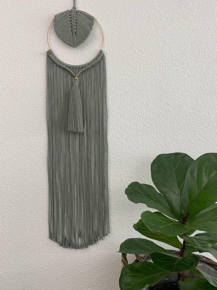 Macrame muur opknoping Defne , home décor, bukuri décor , home droom - 159 - mintgroen