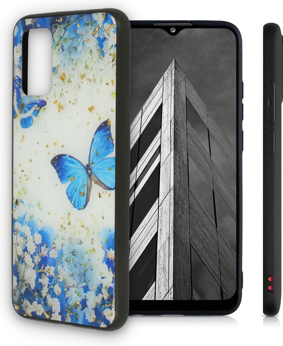 HB Hoesje Geschikt voor Samsung Galaxy A32 5G - Vlinder Print - Siliconen Back Cover