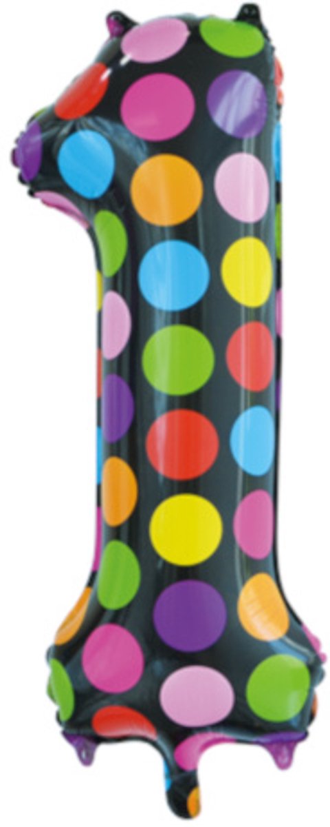Folie Ballon Cijfer 1 Stippen XL 86cm