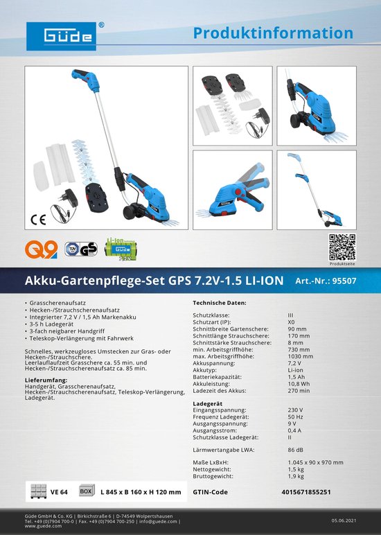 Güde accu gras- en heggenschaarset 7.2V van Güde — afbeelding 2