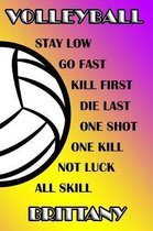 Volleyball Stay Low Go Fast Kill First Die Last One Shot One Kill Not Luck All Skill Brittany