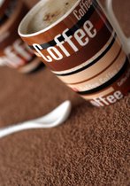 Tuinposter - Keuken / Eten / Voeding - Koffie - Coffée in bruin / wit / zwart  - 160 x 240 cm.