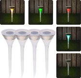 Proventa Solar LED Tuinverlichting met grondpen - Wit + RGB - 4 x tuinspot 35 cm