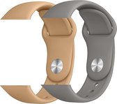 2 sport bandjes geschikt voor Apple Smartwatch 38/40 mm M/L – YOUNIQ – Walnoot & Donker Grijs – iWatch Series 1/2/3/4/5/6/SE - Horloge Band Strap geschikt voor Apple Watch