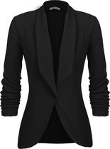 Merkloos - Elegante damesblazer - zwart - getailleerd - 3/4 mouwen - Sportief, netjes, slank afkledend