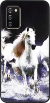 - ADEL Siliconen Back Cover Softcase Hoesje Geschikt voor Samsung Galaxy A02s - Paarden Wit