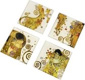 Goebel - Gustav Klimt | Onderzetters De Kus - Adele | 4 stuks - 10cm