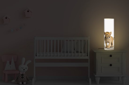 Lampe Animalprintshop - Chambre d'enfant lionceau imprimé animal - 70 cm de  haut - Ø22... | bol.com