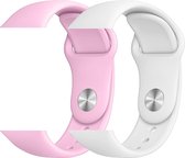 2 sport bandjes geschikt voor Apple Smartwatch 42/44 M/L – YOUNIQ – Roze Zand & Wit – iWatch Series 1/2/3/4/5/6/SE - Horloge Band Strap geschikt voor Apple Watch