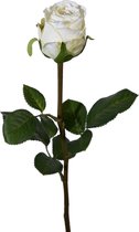 Viv! Home Luxuries Roos in knop - zijden bloem - wit - 46cm - topkwaliteit