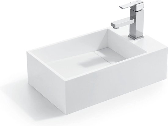 Fontaine de toilette Mawialux | Surface solide | 50x30x15cm | Aile droite | Blanc mat | FON101MW