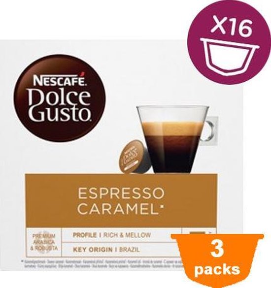 Nescafé Dolce Gusto Espresso Caramel Cups - 3 x 16 stuks - NESCAFÉ Dolce Gusto