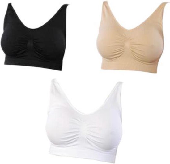 Foto: Comfortabele sporttop push up bh gemengde kleuren 3 stuks maat l