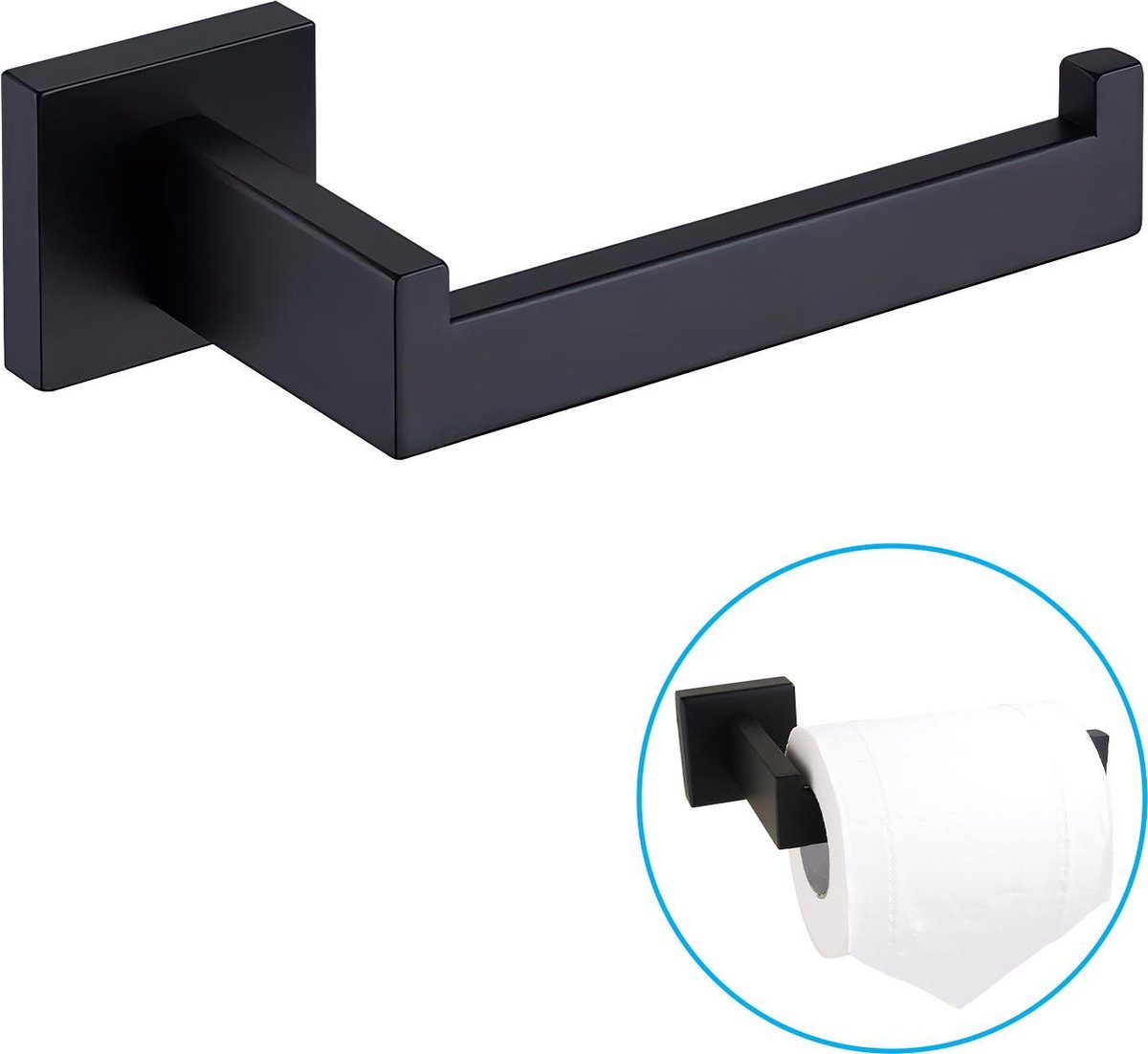 Sanics WC Rolhouder Zwart Inclusief Montage set - Toiletrolhouder RVS - Closetrolhouder