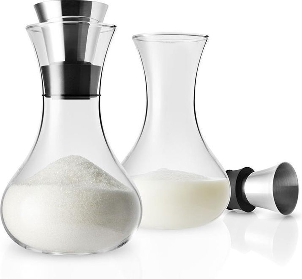 Eva Solo Melkkannetjes Suikerpotjes Melk En Suiker Set Glas RVS eva-solo-melkkannetjes-suikerpotjes-melk-en-suiker-set-glas-rvs