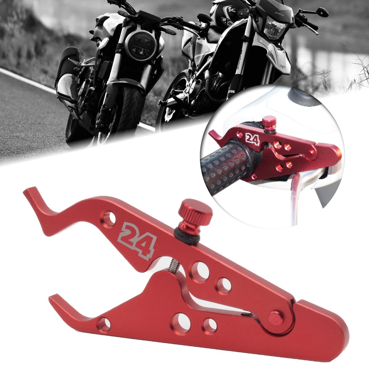 Motor24™ - Motorfiets cruisecontrol rood - motor brommer scooter cruise control - sterk aluminium - Geen verzendkosten