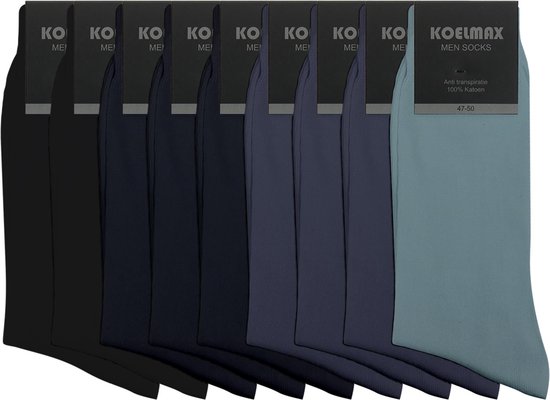 Koelmax - Chaussettes Homme Koelmax - 100% Katoen - 9 Paires - Grijs Mix -  Taille 43-46