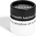 Zwarte en witte ronde verpakking voor "the Lekker company" natuurlijke deodorant, sensitief.