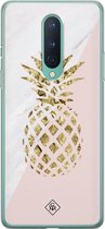 OnePlus 8 hoesje siliconen - Ananas | OnePlus 8 case | Roze | TPU backcover transparant