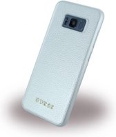 Zilver hoesje van Guess - Backcover - Guess Classic Collection - Leer - Galaxy S8 Plus - Siliconen rand