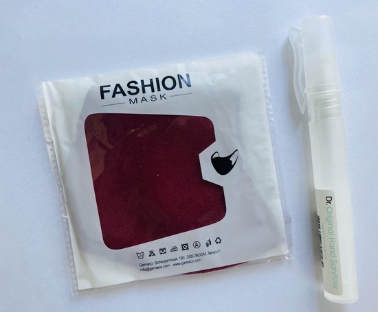 Wasbaar mondkapje en mini handsanitizer | 2-delige Reisset | Miniverpakking