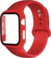 Apple Watch Horlogeband + Case - Apple watch bandje - 4/5/6/SE 44mm - Rood - Apple Watch - Bescherming - Siliconen - Unisex