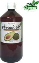 Avocado olie 1000 ml - Koudgeperst - Biologisch - Geraffineerd - Koudgeperst - Voor huid, gezicht en haar - Dagcrème - Nachtcrème - Handcrème - Bodylotion - Voetencrème - Haarmasker - Massageolie - Bio - Pure Naturals