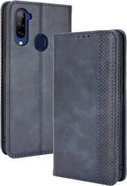 Voor ZTE Libero 5G Magnetische Gesp Retro Crazy Horse Textuur Horizontale Flip Leather Case met Houder & Kaartsleuven & Fotolijst (Blauw)