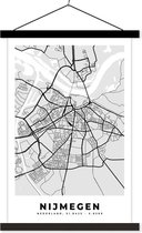 Posterhanger incl. Poster 40x60 cm - Schoolplaat - Stadskaart - Nijmegen - Grijs - Wit - Textielposter - Zwarte latten
