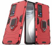 Vivo X60 Pro 5G Robuust Kickstand Shockproof Rood Cover Case Hoesje ABL