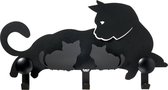 Arti - Mestieri - metalen - sleutelrek - kapstok - moederpoes - kitten - zwart