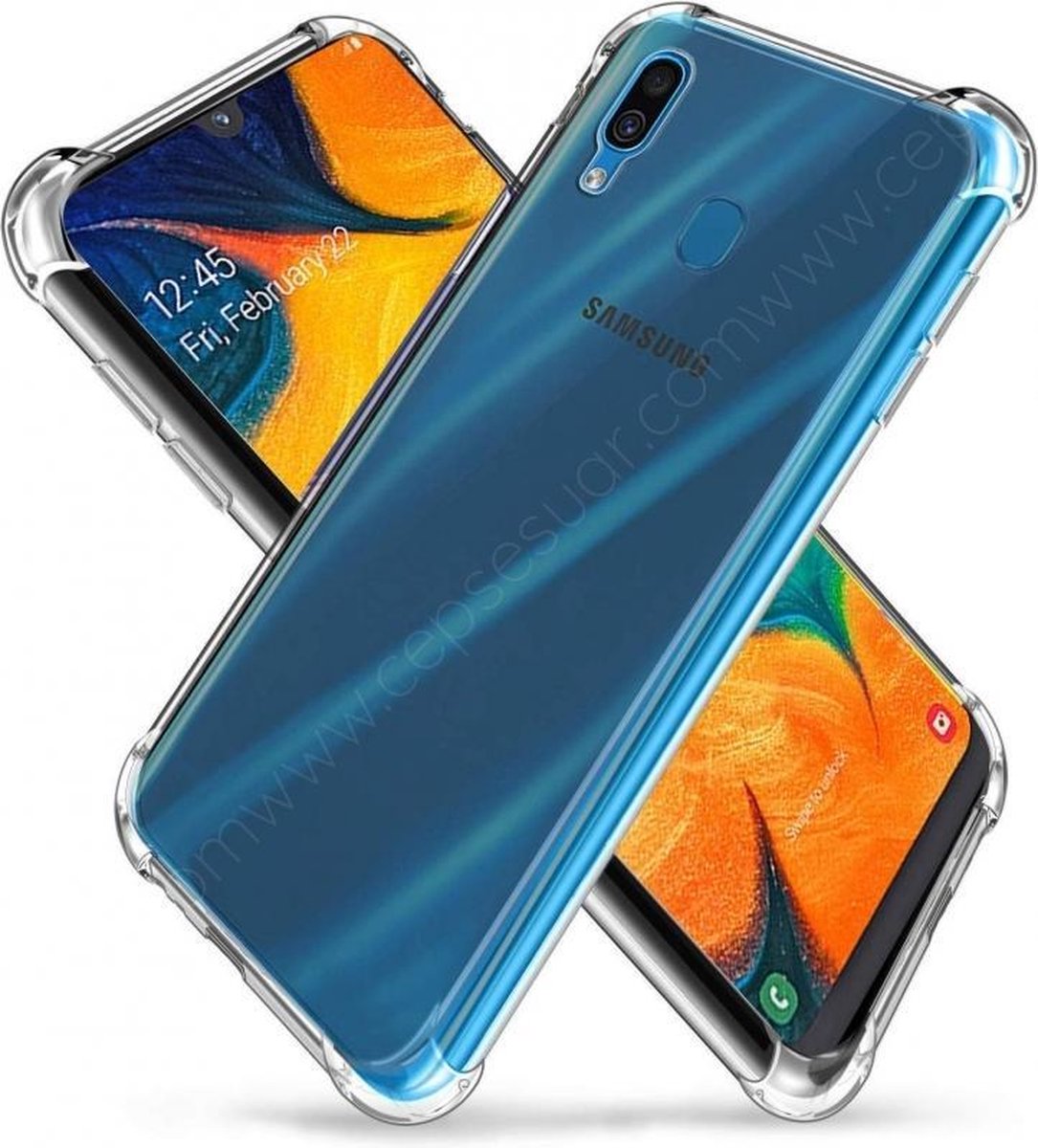 Anti shock siliconen hoesje - Geschikt voor Samsung Galaxy A40 - Extra sterke hoeken back cover - Transparant